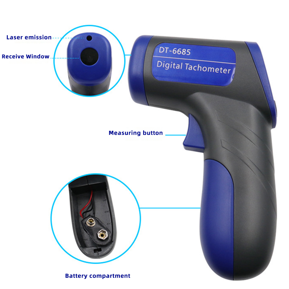Industrial Laser Tachometer - Non Contact Infrared Lasers Tachometer Portable