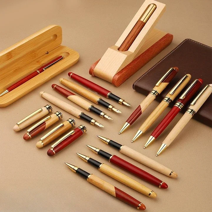Industrial Laser Pen - Custom LOGO Bamboo Wooden Signature Ballpoint
