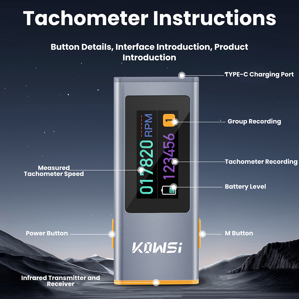 0.96-inch TFT infrared RPM spe - đánh giá và giá Industrial Laser Tachometer