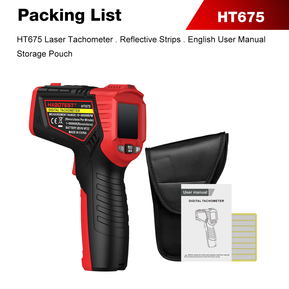 HABOTEST HT675 Non Contact Las - đánh giá và giá Industrial Laser Tachometer