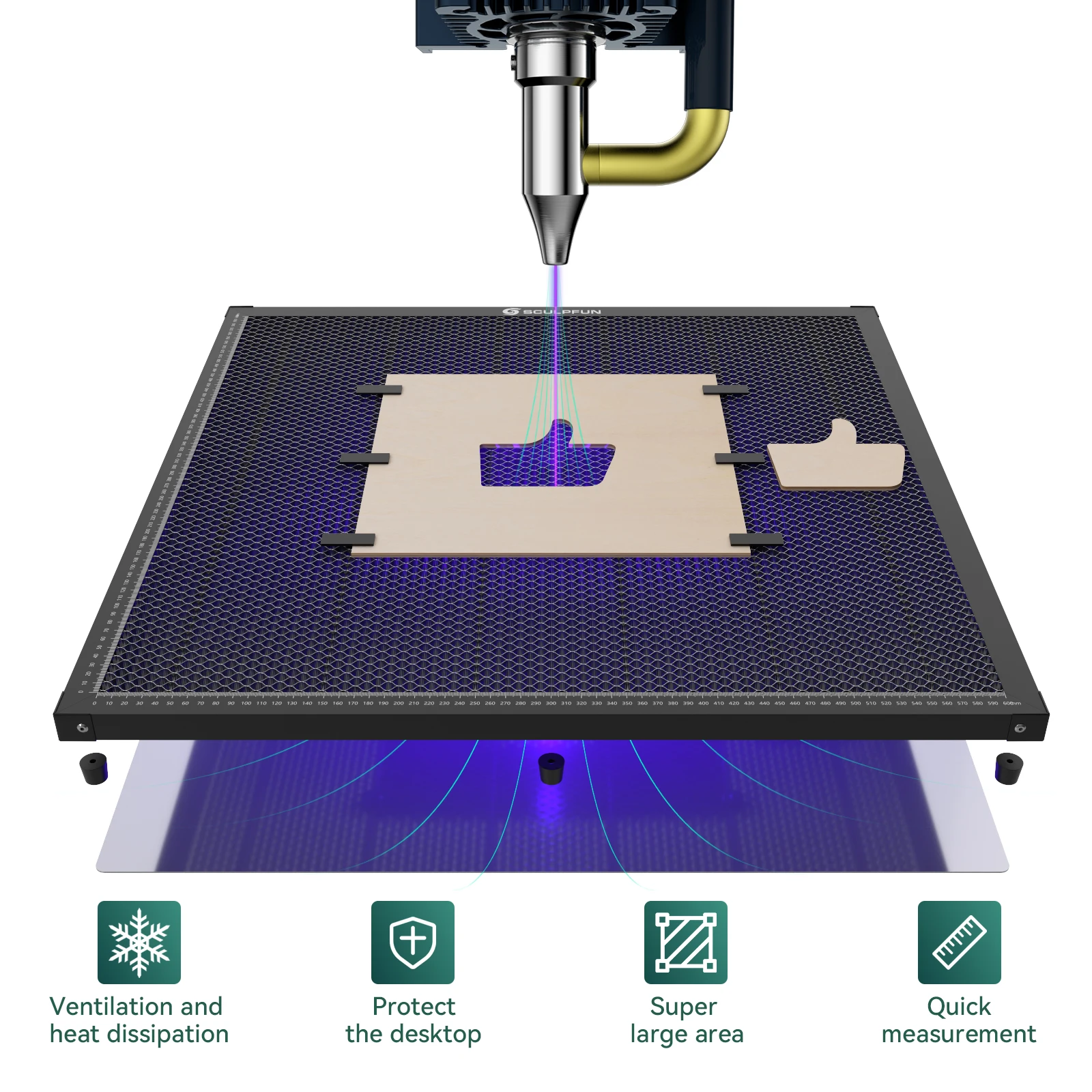 SCULPFUN 600x600mm Honeycomb P - đánh giá và giá Co2 Laser Engraving Machine